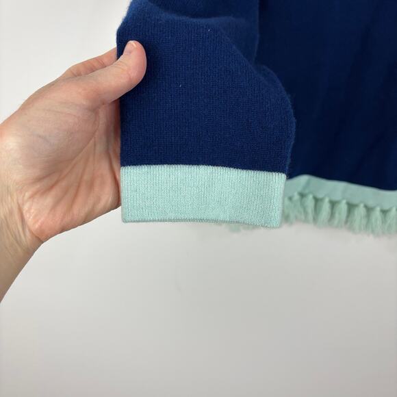 Sail to Sable NEW Cashmere Sweater Tassels Blue Mint Small preppy classic - Picture 4 of 8